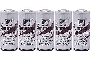 (Pack of 5) 3.6V 1650mAh ER14335 2/3AA Non-Rechargeable Primary Lithium Battery for Water Meter