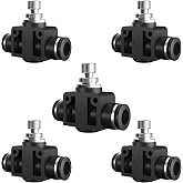 CNZG PNEU 1/4 Push To Connect Valve,Shut Off Air Flow Control Fittings | Pneumatic Throttle Ball Valves,Line Quick Connect , Tube Hose Speed Adjustable Needle