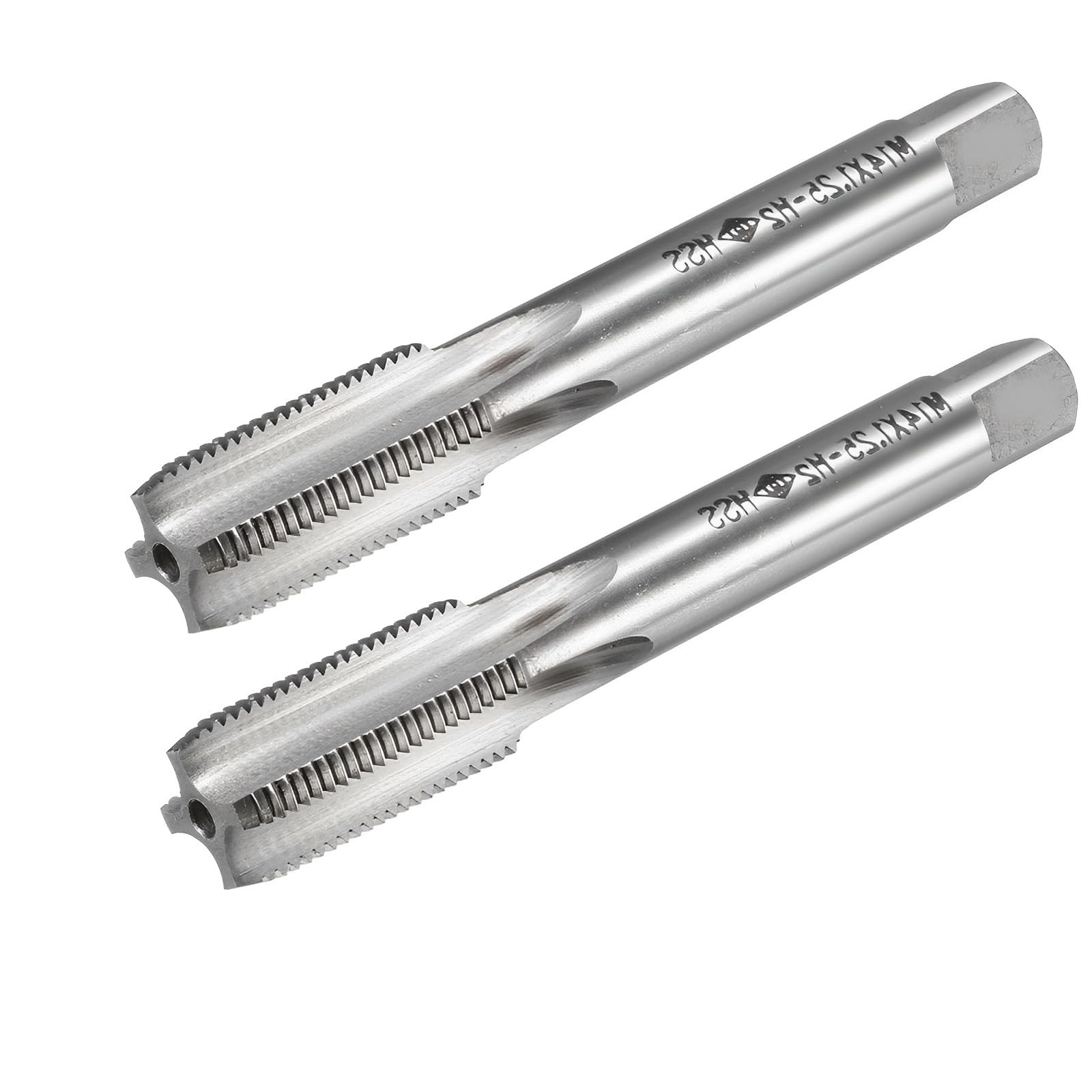 Boxonly Metric Taps M14 x 1.25mm, for Threading Machine and Electric Drills DIY, H2 HSS Ti-Coated, Right Hand Thread Plug Tap Threading Tapping Tool, 2pcs