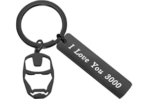 MAOFAED I Love You 3000 Black Keych Comic Movie Inspired Gift Father's Day Gift Couple Keychain Gift for Father