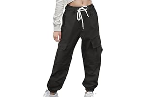 Cnlinkco Teen Girls & Womens Cargo Pants Baggy Elastic Waist Cargo Joggers for Women Oversized Casual Work Pants Trousers