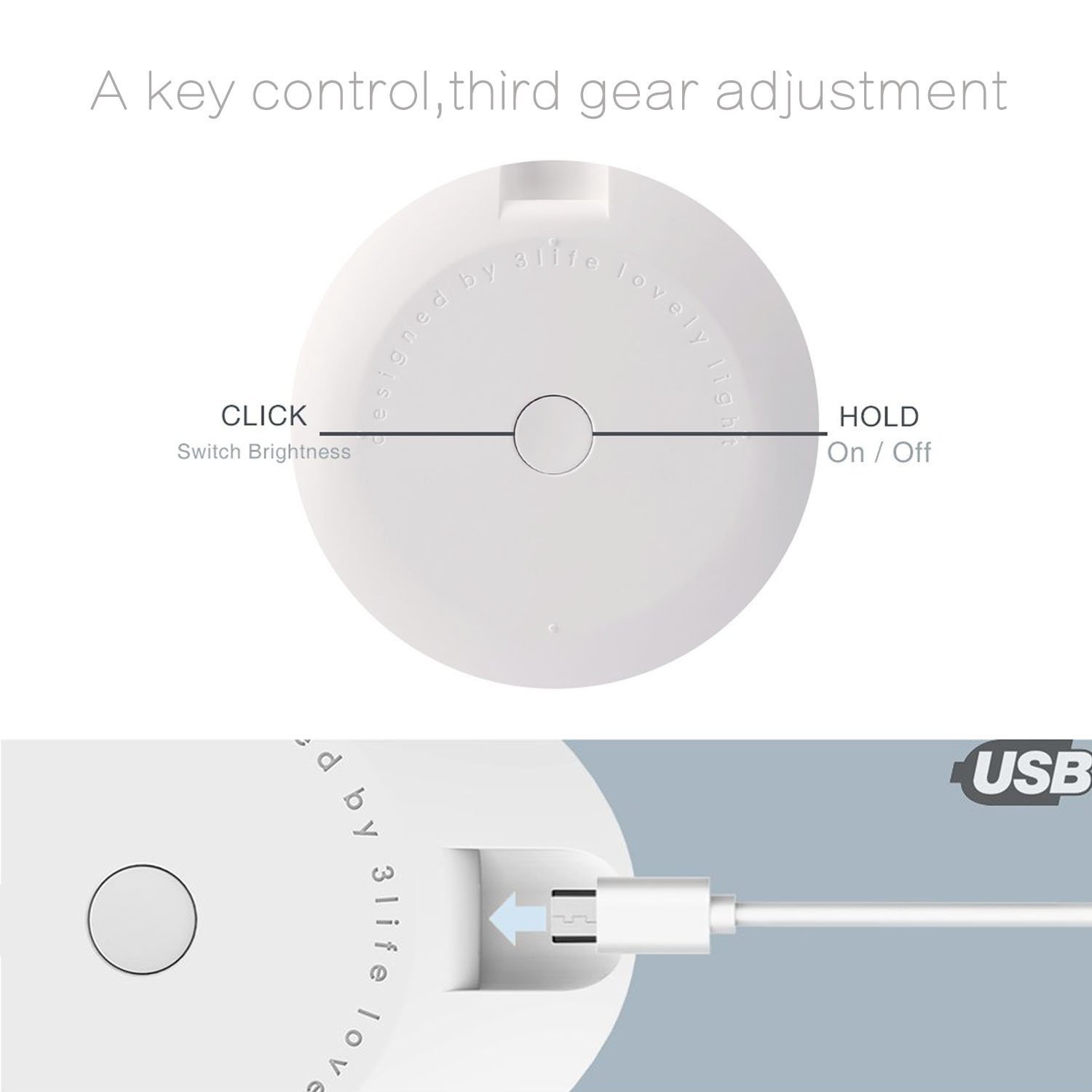 Eschone Cute Baby Kids Children Night Light Soft Silicone Warm Silicone LED Night Lights Tap Control Lamp Rechargeable Bunny Sensor Touch Light Rabbit Gift Toy Night Light(7-color + 4-Brightness)