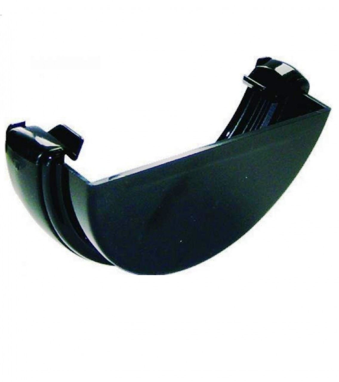 FLOPLAST 112mm Half Round Gutter External Stop End - Black - Pack of 2