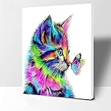 ifymei Paint by Numbers for Kids & Adults & Beginner , DIY Canvas Painting Gift Kits 16 x 12 inch - Color Cats and Butterflie