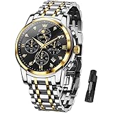 OLEVS Watch Men, Stainless Steel Waterproof Men's Dress Watch, Classics Large Face Dial with Date Relojes para Hombres, Business Luxury Watches for Men, Fashion Men's Analog Wrist Watches