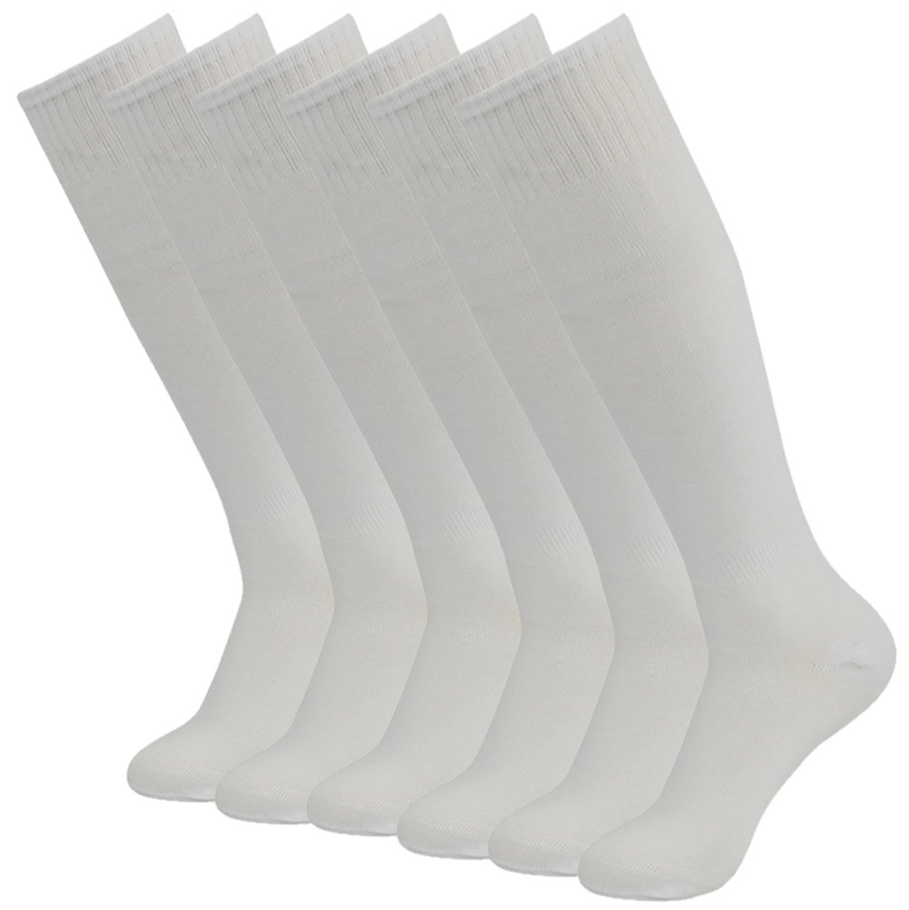 人気ブランド White Pairs 6 White B077jdzm9m 12ペア 6 4 2 High Getsporユニセックス サッカーソックスチームスポーツロングチューブソックスknee 6 Pairs ソックス Csam Archives Gov Ua