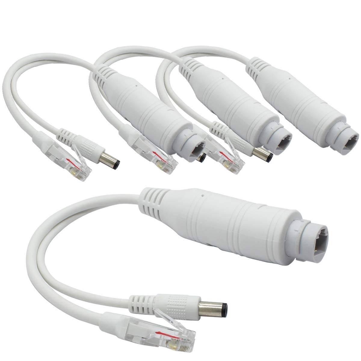 ANVISION 4-Pack 12V Waterproof PoE Splitter, IEEE 802.3af Compliant for IP Camera AP Voip Phone and more, White