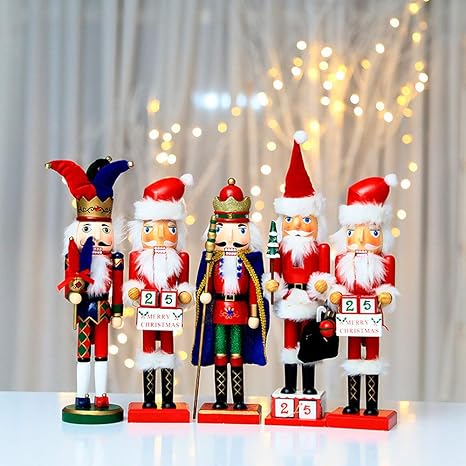 Amazon De Auedc Holzerne Nussknacker Set Von 5 Stuck Soldaten Nussknacker Weihnachten