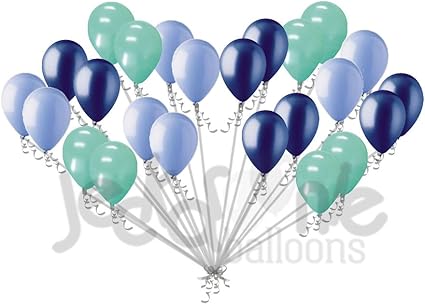 photo Navy Blue And Green Balloons 24 pc light navy blue mint green latex balloons party decoration birthday baby
