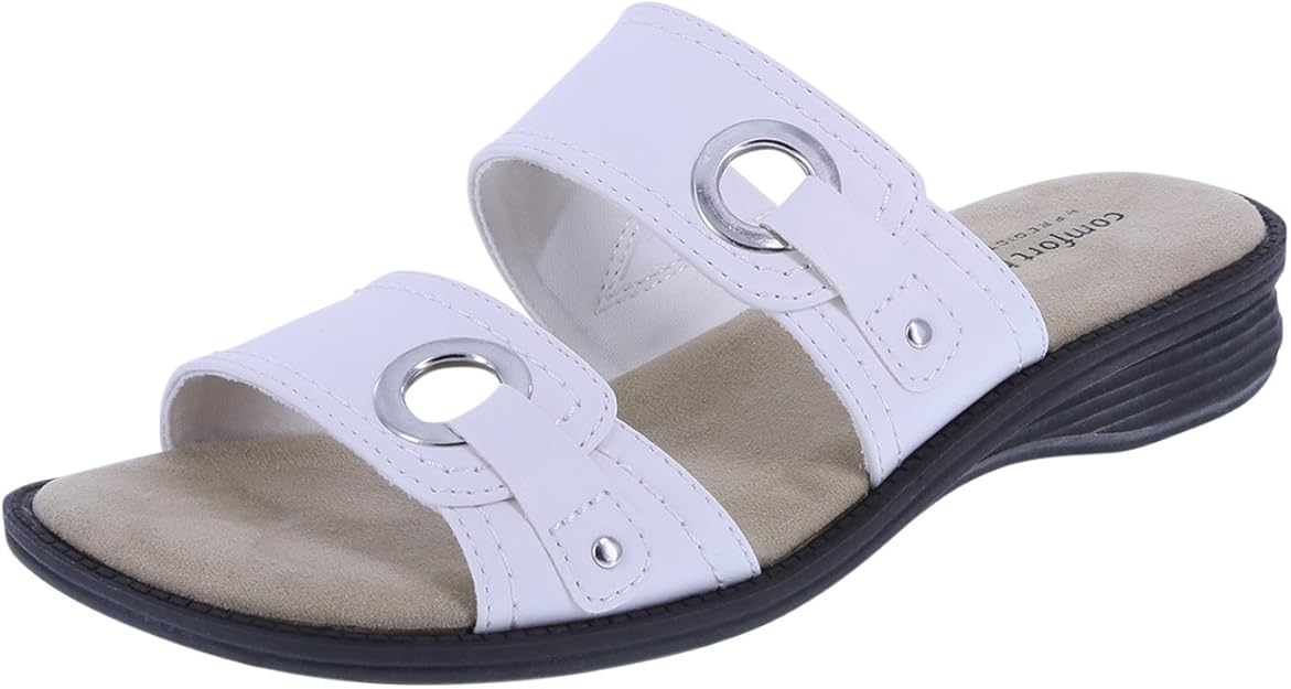 Predictions Comfort Plus White Women's Percy Slide 5 Wide Amazon.ca Shoes & Handbags