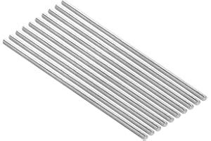 Niooliuk Pack of 10 M5 x 200mm Length 304 Stainless Steel Fully Threaded Rod Bar Studs Silver Tone