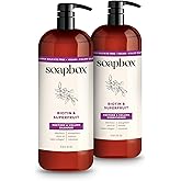 Soapbox Biotin & Superfruit Shampoo & Conditioner Set with Vegan Collagen, Aloe and Shea Butter, Harsh Sulfate Free, Paraben & Silicone Free, 1 Liter Each (Pack of 2)