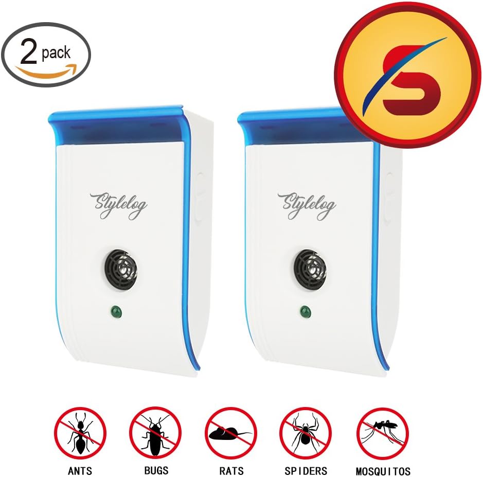 Ultrasonic Pest Repeller Electronic Pest Control Plug in Pest Repeller for Insect - Mice, Roaches, Bugs, Fleas, Mosquitoes, Spiders, Non-Toxic Environment Friendly, Humans & Pets Safe, 2 Pack