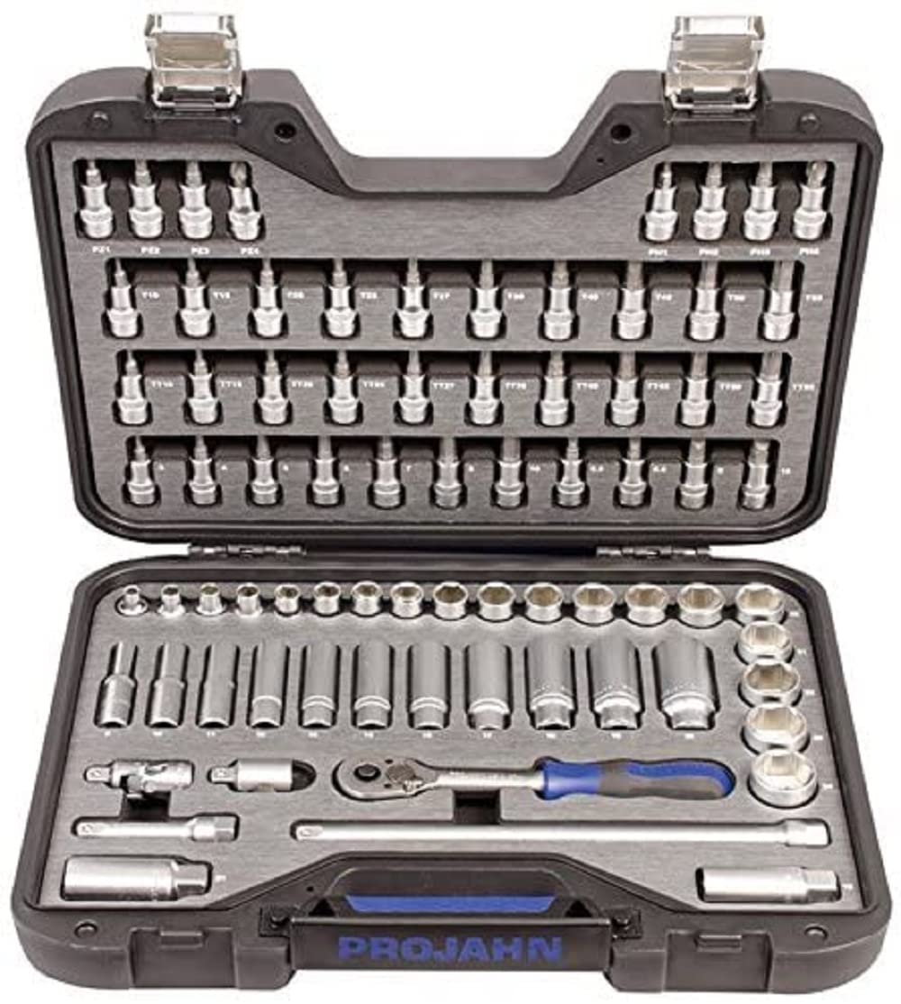 PROJAHN 3903801 Industrial Socket Set, Black, 3/8-Inch, Set of 76 Piece