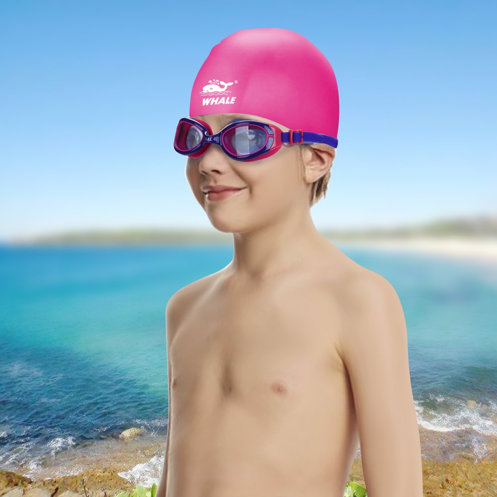 Swimming Cap for Kids Set with Swim Goggles Ear Plugs Nose Clips Training Laps Gear for Youth Teens Children Boys Girls