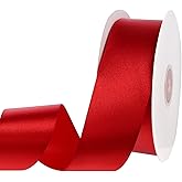 woric Red Ribbon 1 1/2 Inch 60 Yards Red Satin Ribbons for Easter Basket Decorations Gift Wrapping Handmade Roses Wall Dorm Decor Bows Crafts Flower Bouquet Wedding Party