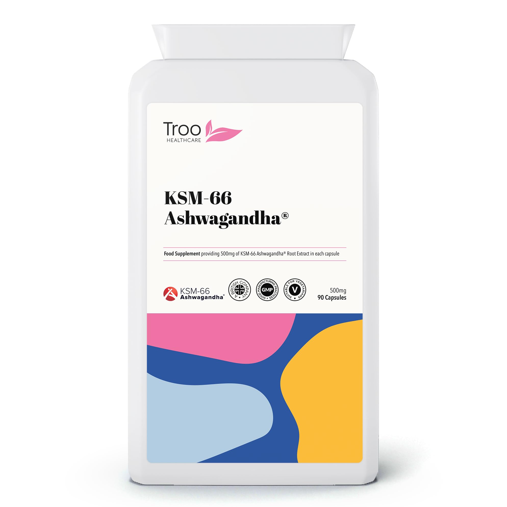 Troo Health Care Ashwagandha KSM 66 Supplement - 90 Capsules - 1000mg Per Serving – 12500mg Extract Equivalent - KSM-66 Withania Somnifera Root - Daily Ayurveda Supplement