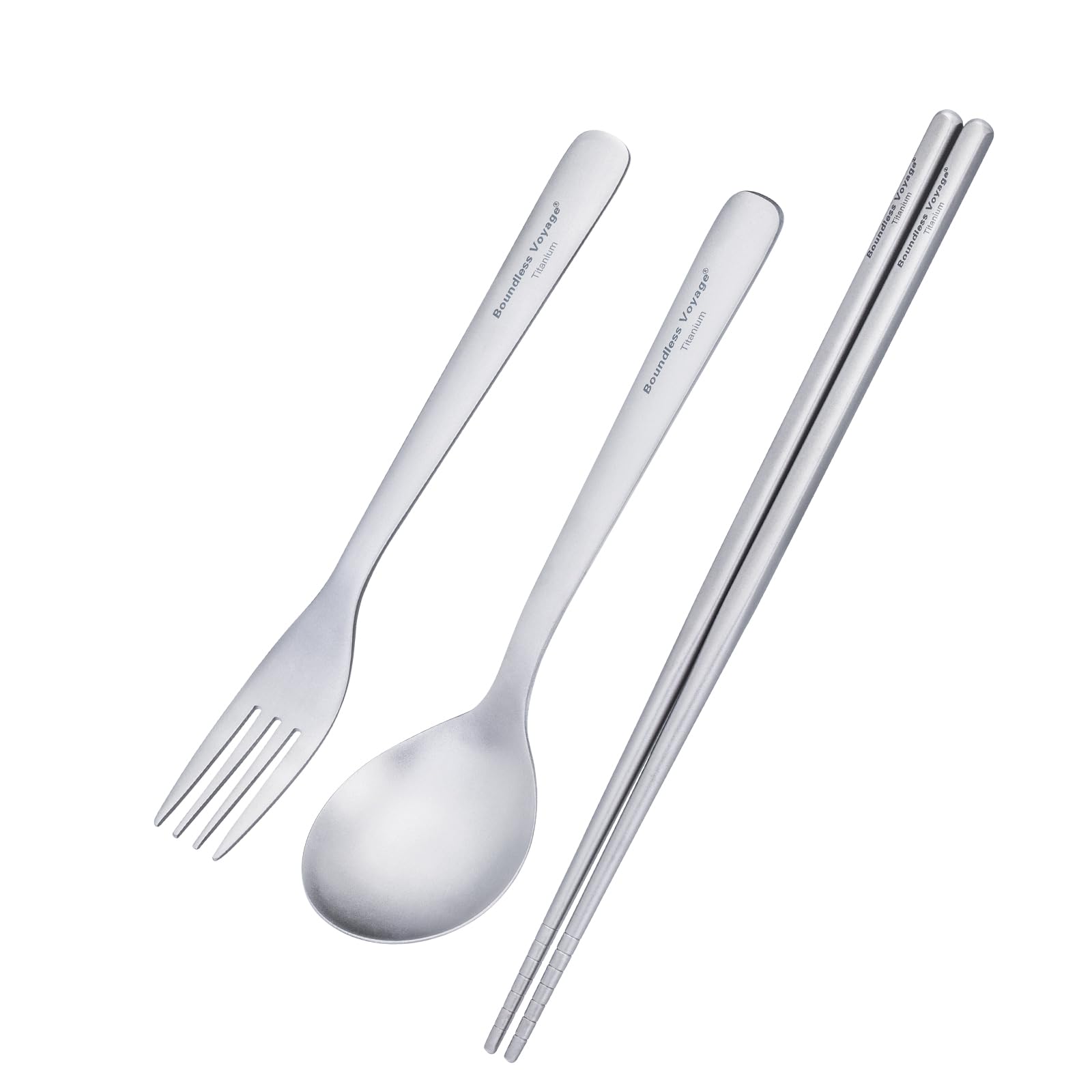 iBasingo Titanium Utensils Set Long Handle Spoon Fork Square Chopsticks Ultralight Outdoor Camping Cutlery for Soup Portable Tableware Reusable Travel Flatware Ti1071T