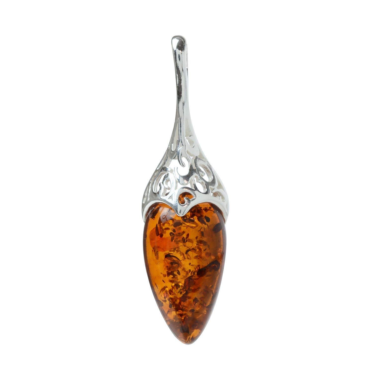 HolidayGiftShops Sterling Silver and Baltic Honey Amber Pendant Serena