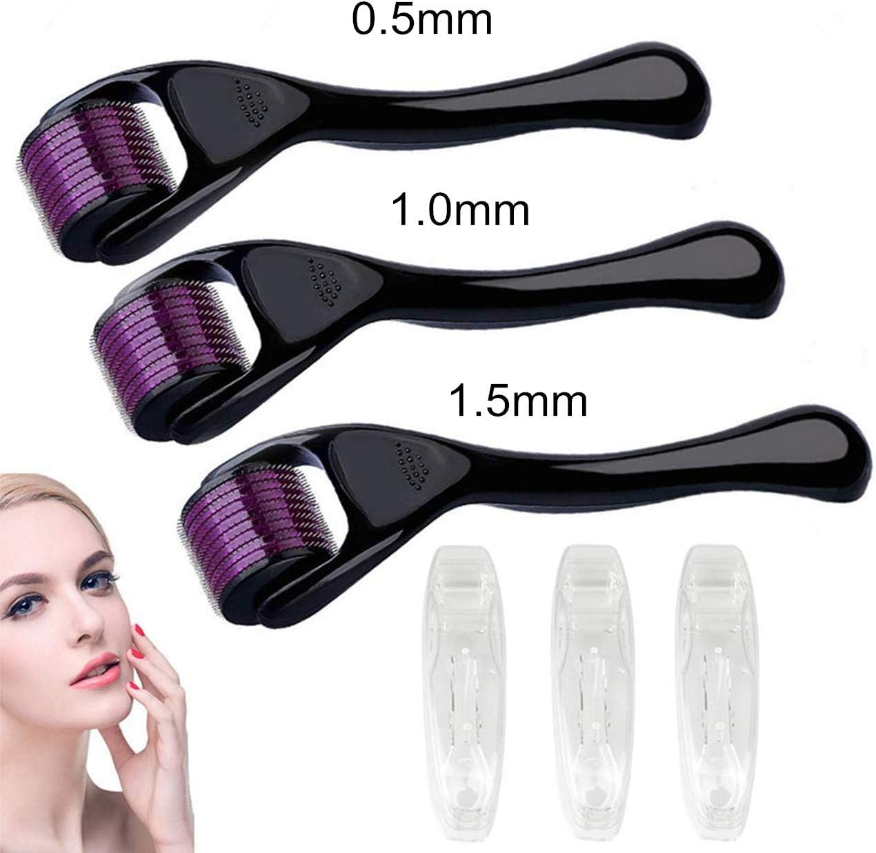 Microneedle Derma Roller 540 0.5+1.0+1.5mm Cosmetic Needling Instrument for Face [Includes Storage Case]