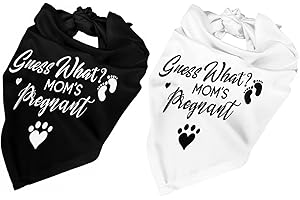 vercosee Guess What? My Mom is Pregnant, Pregnancy Announcement Dog Bandana, Gender Reveal Photo Prop Pet Scarf Decorations Accessories, Pet Scarves Dog Lovers Owner Gift,Pack of 2 (White)