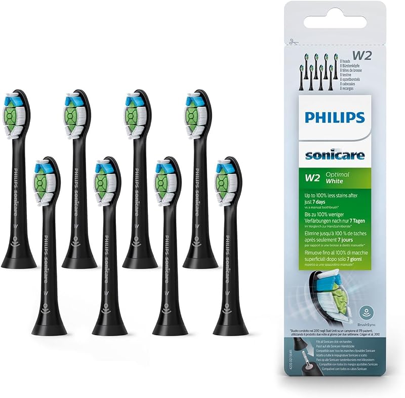 Philips Sonicare W2 Optimal White Standard Heads 8 Pack Black HX6068/13