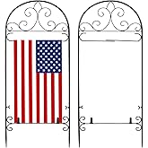 2 Pack Metal Garden Flag Holder Stand Scroll American Stand Yard Flag Pole Stake Fits Max 14 x 25 Inch for Outside House Garden Yard Lawn Patio Balcony Decor, No Flags Included