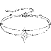 TEAMER Dainty Witches Knot Bracelet Stainless Steel Adjustable Double Layer Beads Chain Bracelet Amulet Vintage Jewelry For Women