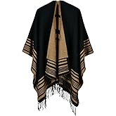 Mommy Jennie Women's Shawl Wraps Open Front Poncho Sweater Cape Cardigan with Tassel Winter Travel Scarf