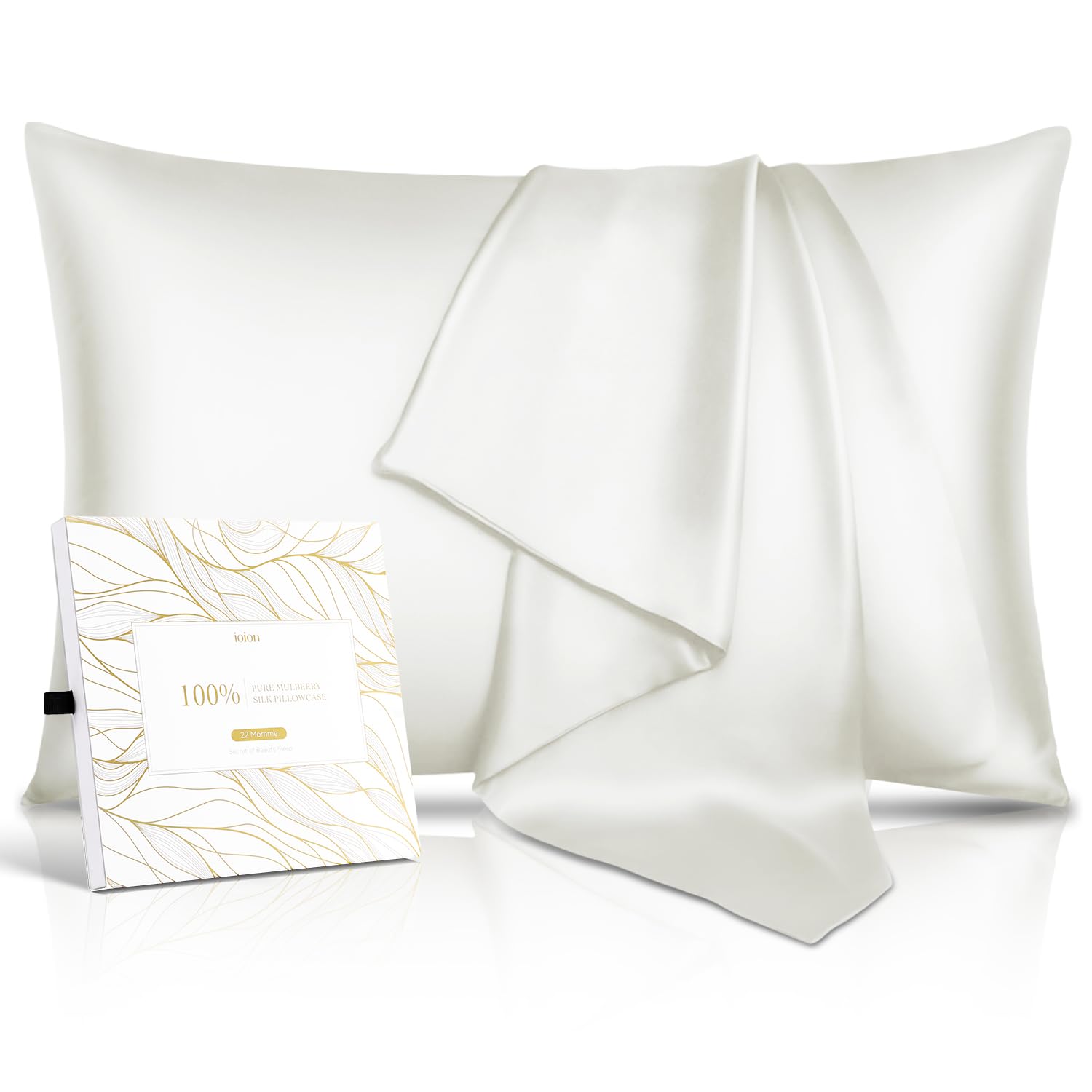 Photo 1 of 100% Pure Mulberry Silk Pillowcase for Hair & Skin - 22 Momme 6A High-Grade Fibers - Anti-Aging, Anti-Sleep Crease, Cooling Satin Pillowcases with Hidden Zipper, Best Gift Idea (Queen 20x30 Inches)