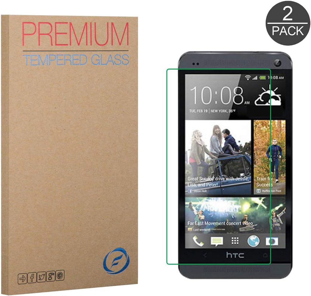 FUTLEX 2-Pack Tempered Glass Screen Protector Compatible with HTC One M7, 0.33mm 9H Premium Shatterproof Japanese Glass Film