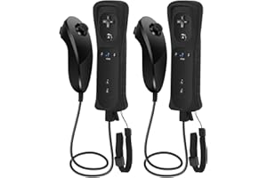 GLCONN Remote Controller with Nunchunk for Wii and Wii U Games - Controller for Wii Remotes - Set of 2 Black