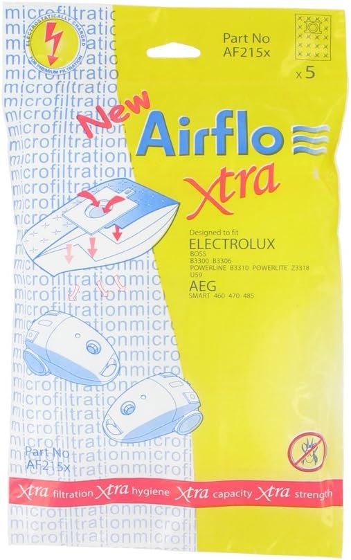 Airflo AF215X European Manufactured Electrolux Boss 3300 SMS Bags, Pack of 5