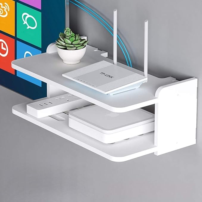 Estante de TV flotante de 2 niveles Consola multimedia moderna montada