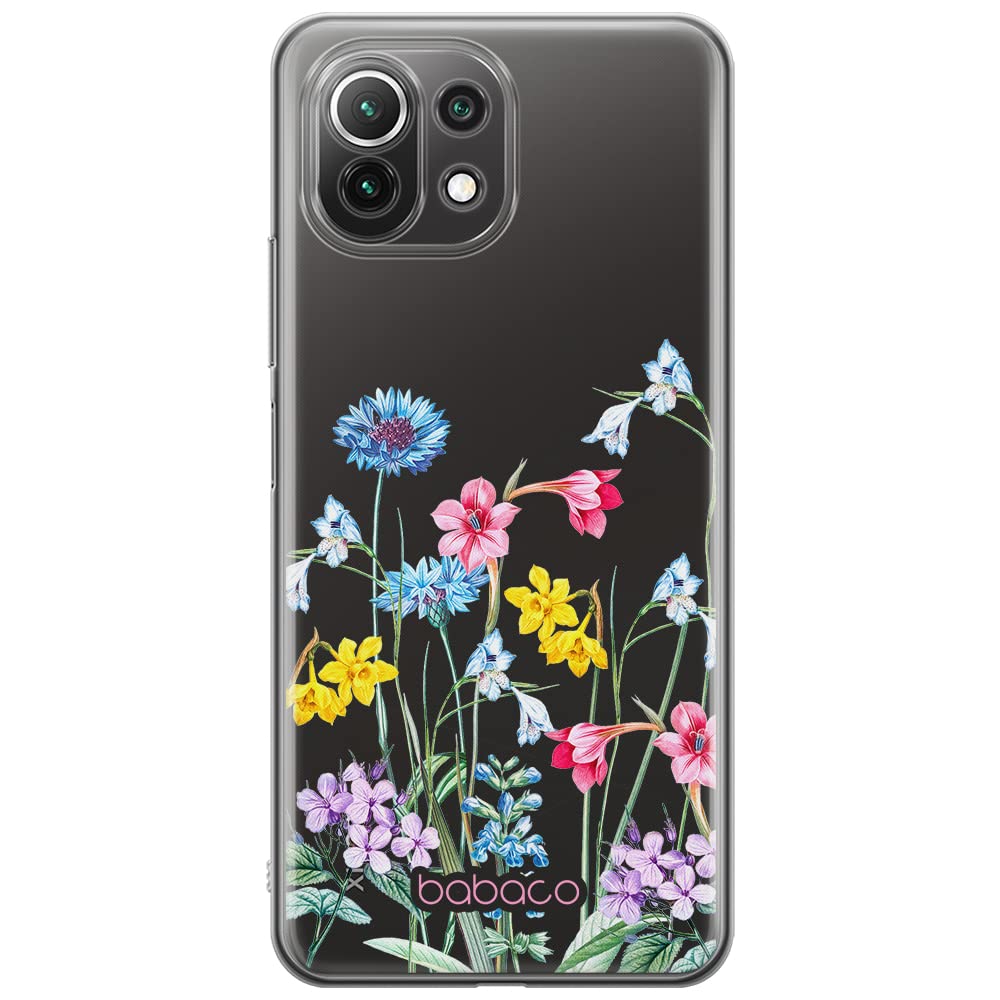 Babaco ERT GROUP mobile phone case for Xiaomi 11 Lite 4G/5G original and officially Licensed pattern Flowers 040, partially transparent