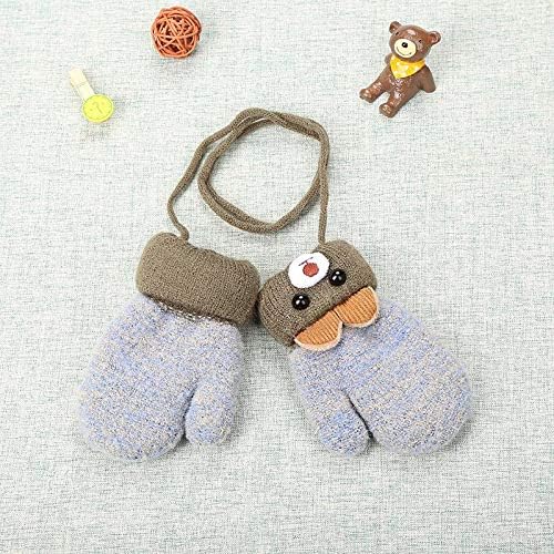 iEasey Cute Bear Baby Toddler Winter Warm Mittens On String Kids Cold Weather Fleece Knit Gloves Ski Snow Insualted Gloves for Baby Girls Boys 0-3 Years Gift,Bear-Grey - Image 3
