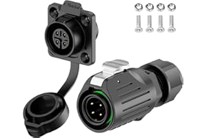 PLUGOOD EW-LP16 Industrial Waterproof Connector IP68 Quick Plugging Circular Connector PBT Plastic Shell Aviation Connector Fast Release Electrical Connector M16 2-9 Pin Flange Socket (4 Pin)