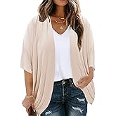 Eytino Womens Plus Size Summer Cardigan Casual Half Sleeve Ruched Open Front Cardigans Tops(1X-5X)
