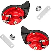 JUSTTOP 2PCS 300DB Super Loud Train Horns, 12V Waterproof Air Electric Snail Double Horn Replacement Kit, Automotive Universa
