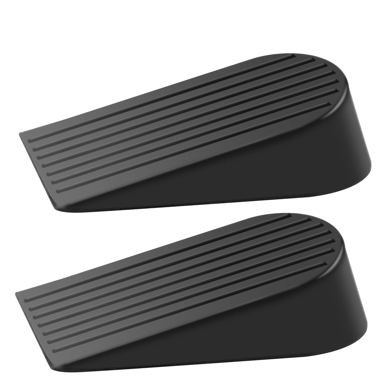 TOKPLNU Door Stoppers, Extra Large Door Wedge Rubber Door Stop Heavy Duty Black Door Wedges Stoppers for Floor, Non Slip Doorstop, 2Pack