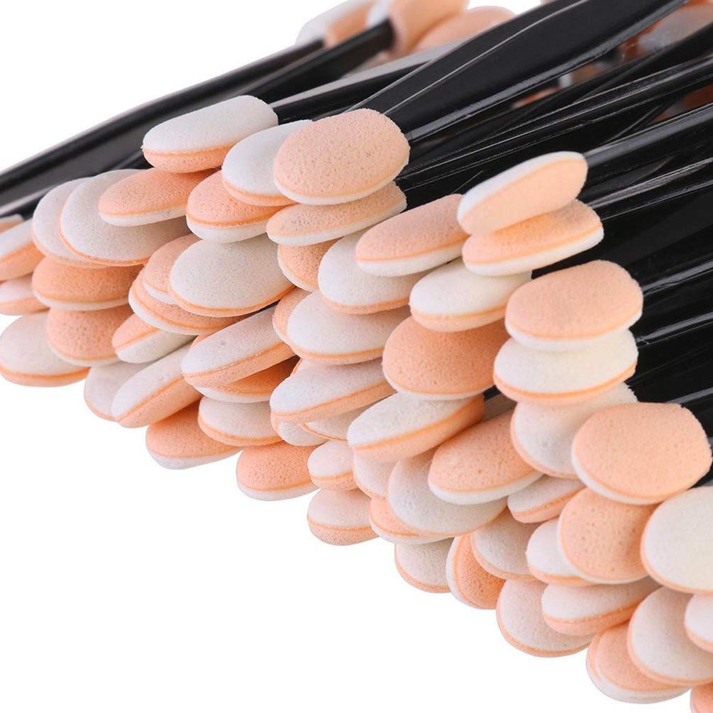 JASSINS 50 Pack Eye Shadow Brush, Disposable Double-Sided Eye Makeup Sponge Applicators(Qrange White): Beauty