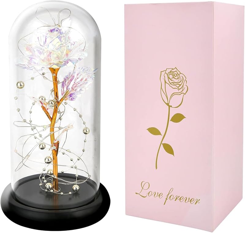 GARELF Eternal Rose Flower in Glass Dome - Romantic Gift for Her