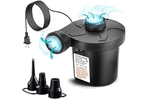 Pompe à air électrique, pompe à air à remplissage rapide pour gonflables, pompe à matelas portable avec 3 buses, pompe électr