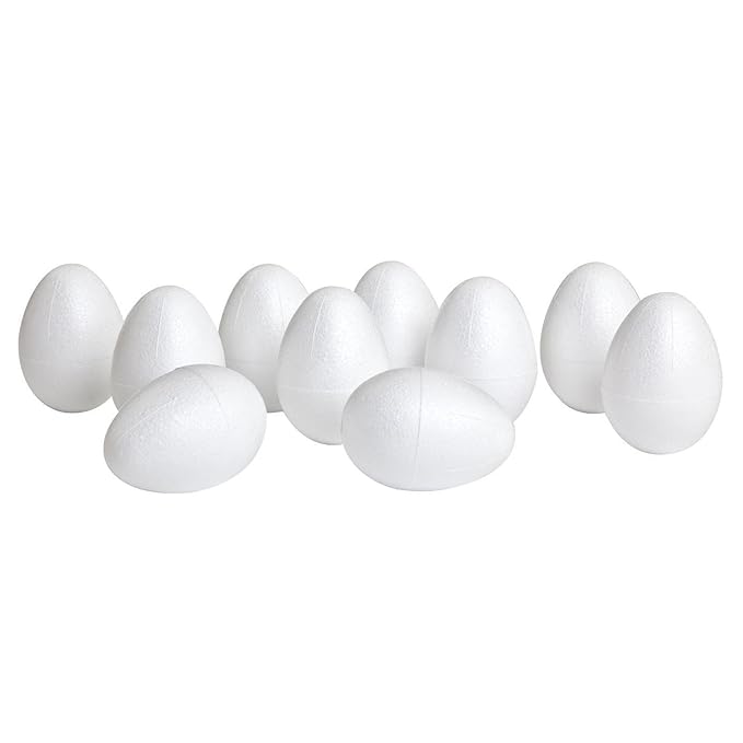 TOOGOO(R) 10 Styropor Eier 6 cm weiss Osterei Deko-Ei zum Bemalen oder Bekleben
