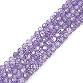 Purple Zircon 4mm Faceted Round Beads Loose Beads 16 Inch for Jewelry Making Beads