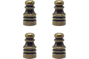 ECUDIS Pack of 4 Solid Metal Lamp Finials Caps Knob for Lamp Shade Harp Holder Lamp Decoration Accessories, 1 Inch Tall (Antique Brass)