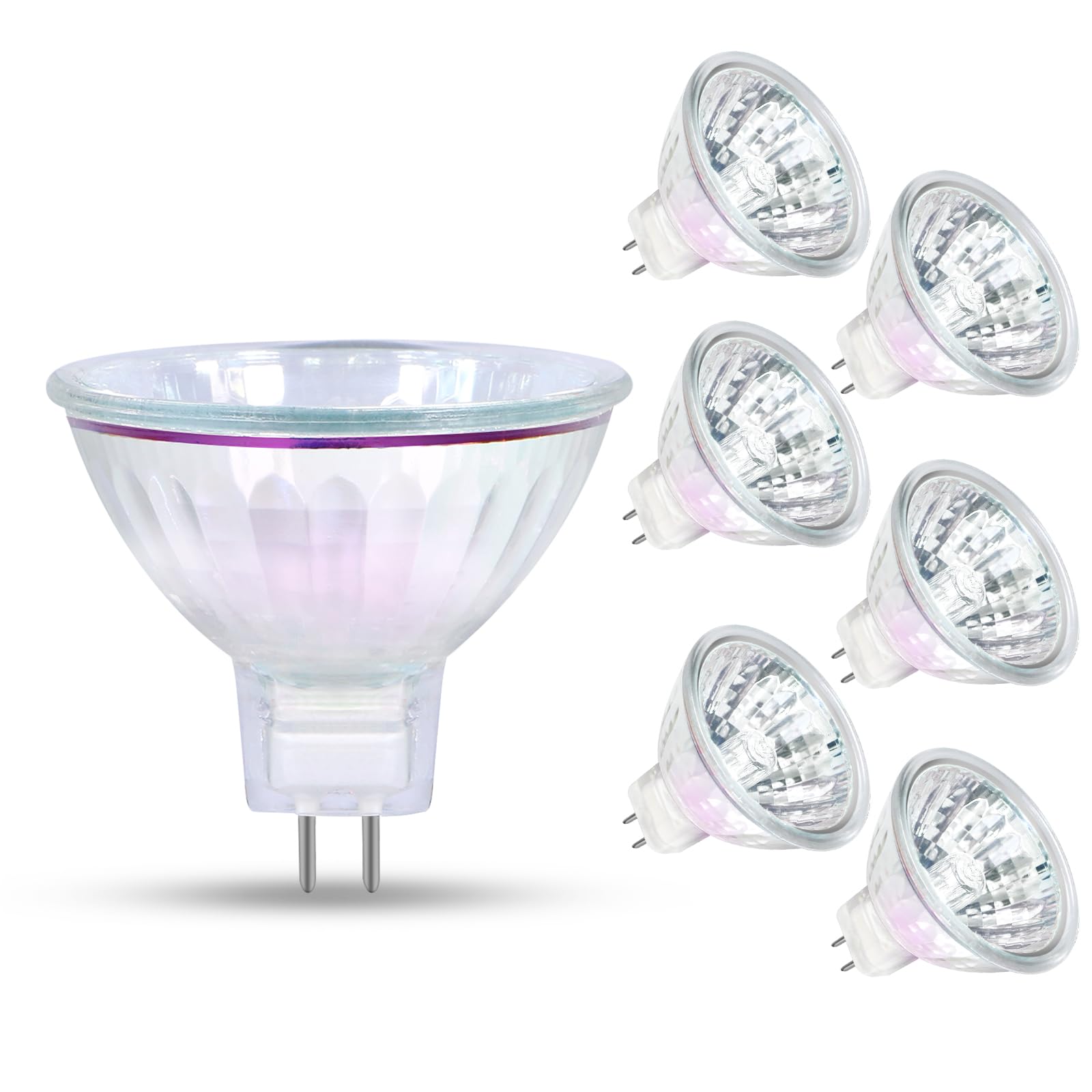 GECXGY MR16 Halogen Light Bulb 35W GU5.3 2 Pin Base, 12V 3000K Warm White Spotlight 36°Beam Angle 4000 Hours Lifespan Dimmable MR16 Halogen Bulb Dichroic -6Pack