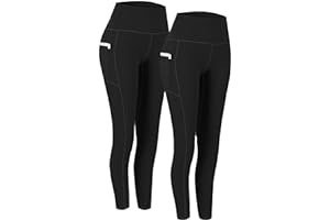 Fengbay 2 Pack High Waist Yoga Pants with Pockets, Tummy Control Workout Running Yoga Leggings for Women