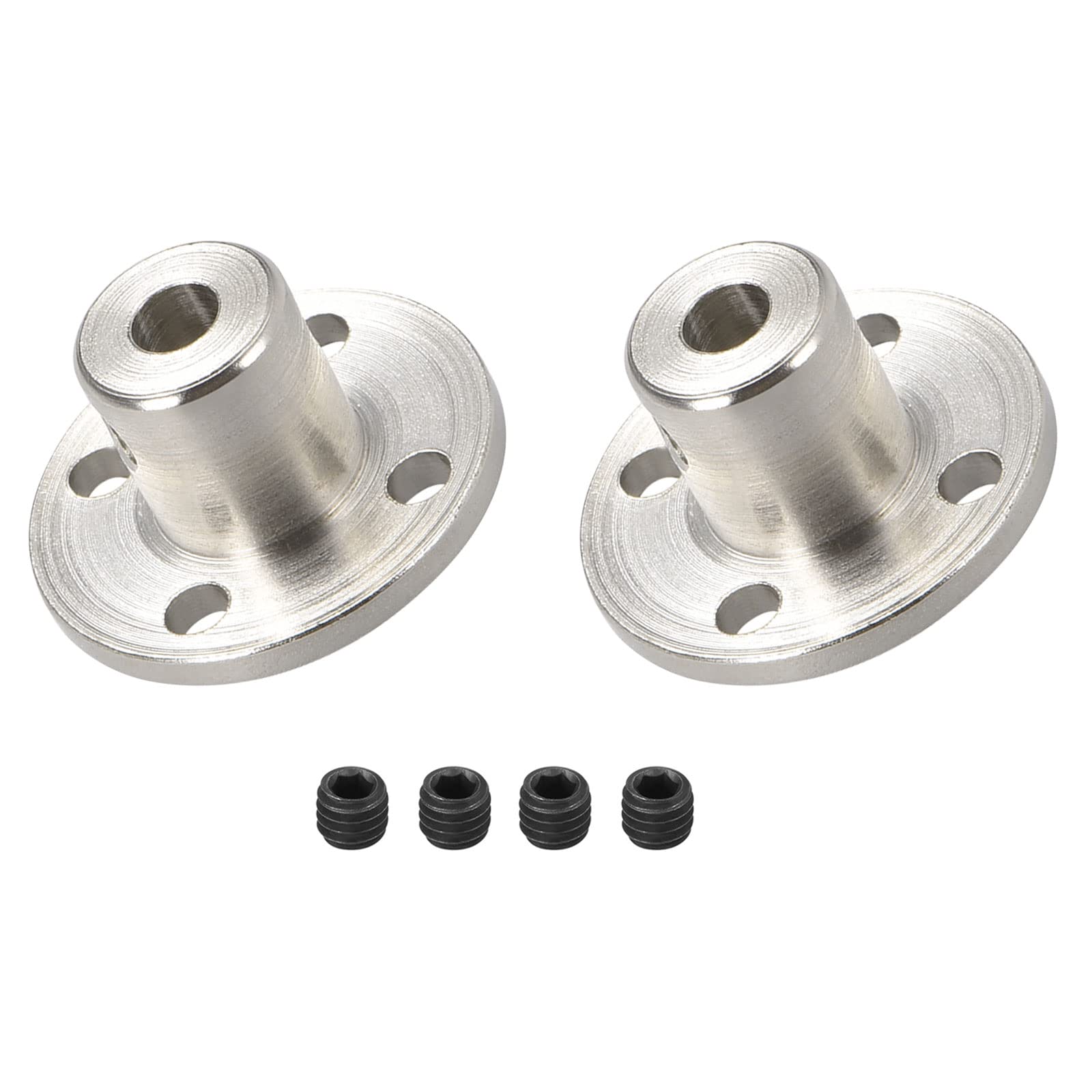 DMiotech 2 Pack 4mm Inner Dia H12xD10 Flange Coupling Connector Rigid Guide Shaft Support Coupler Shaft Coupling with Screws for DIY RC Model Motors Silver