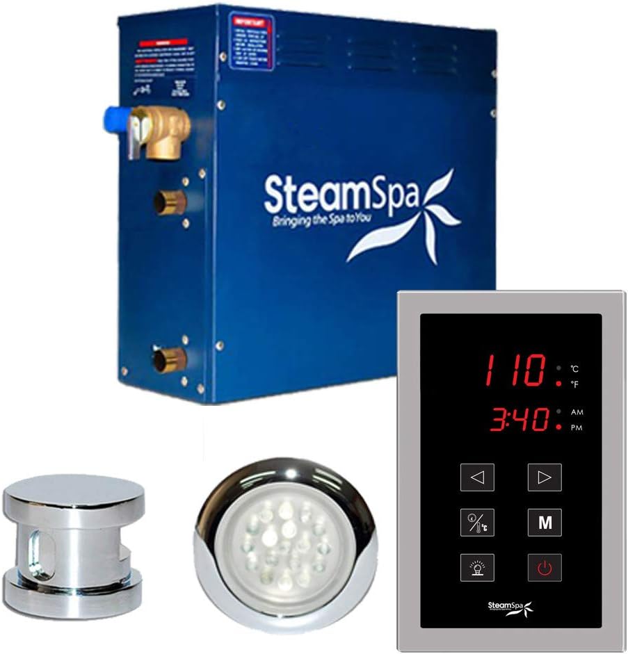 SteamSpa INT450CH Indulgence 4.5kw Touch Pad Steam Generator Package - Chrome